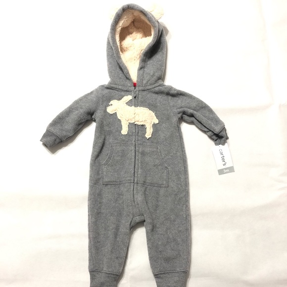 CARTERS Baby Warm Bodysuit Hoodie Sz 3 Months NWT - Picture 1 of 7